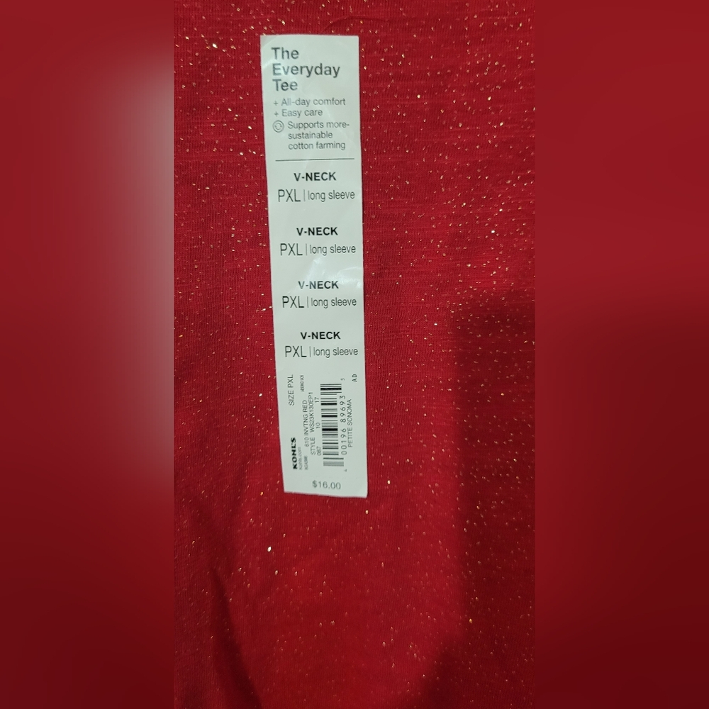 Red V-Neck Long Sleeve Top